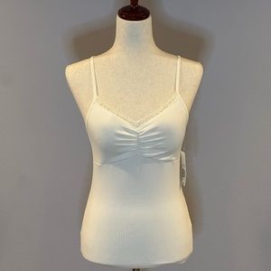 Off white No boundaries tank with ring cross straps in the back